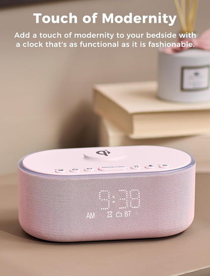 Odokee Qi Certified Wireless Charging Alarm Clock Radio for Bedroom