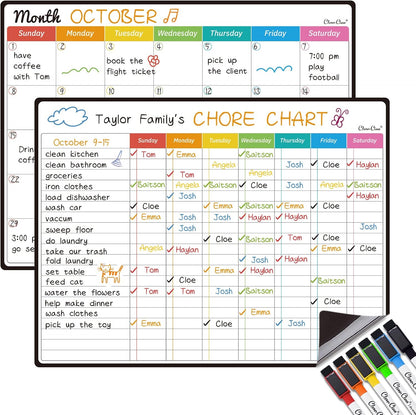 Magnetic Dry Erase Weekly Calendar for Fridge - Large 17"x12" Magnetic Weekly Planning Board with Hourly Time Slots - 6 Extra Fine Point Markers Included