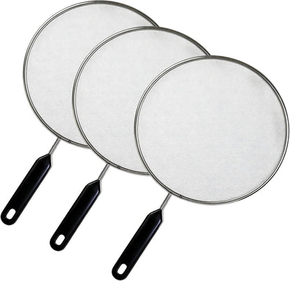 8'' Splatter Screen for Frying Pan,Stainless Steel Grease Splatter Guard | with Fine Mesh and Heat-Resistant Handle, Kitchen Oil Splash Guard for Cooking and Frying