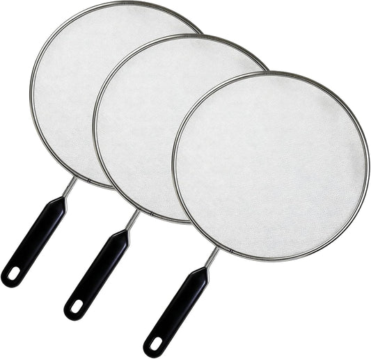8'' Splatter Screen for Frying Pan,Stainless Steel Grease Splatter Guard | with Fine Mesh and Heat-Resistant Handle, Kitchen Oil Splash Guard for Cooking and Frying
