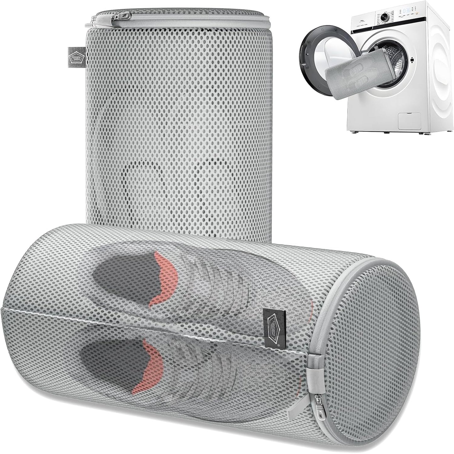 Shoe Washing Machine Bag, Laundry Bag for Sneakers, Orange, 7x15 | Bag to Wash Shoes in Washer and Dryer, for Tennis, Footwear, Trainers, Slippers, Prevent Tangling, Honeycomb Mesh