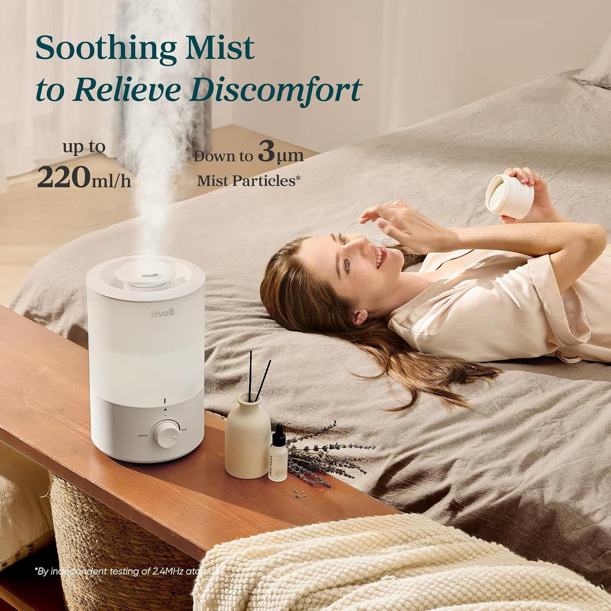 Levoit Top Fill Humidifiers for Bedroom, 2.5L Tank for Large Room, 25dB