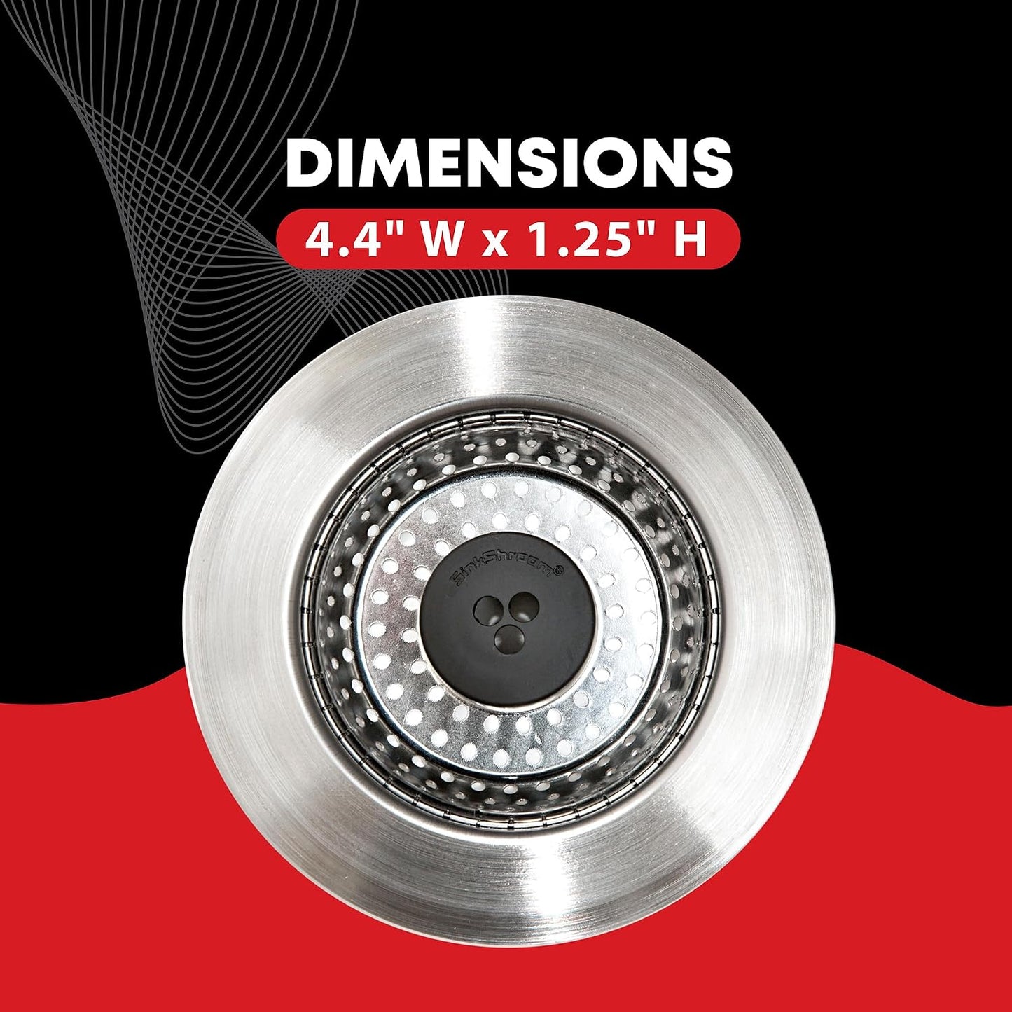 Kitchen SinkShroom Revolutionary Clog-Free Stainless Steel Sink Strainer, Black, 1-(Pack)
