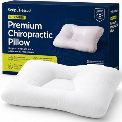 Next-GEN Premium Neck & Cervical Pillow – Breathable Fiber Fill Orthopedic Neck Pain & Headache Relief – Dual Roll Support for Back & Side Sleepers – Latex Free – Petite 19"x12" Grey