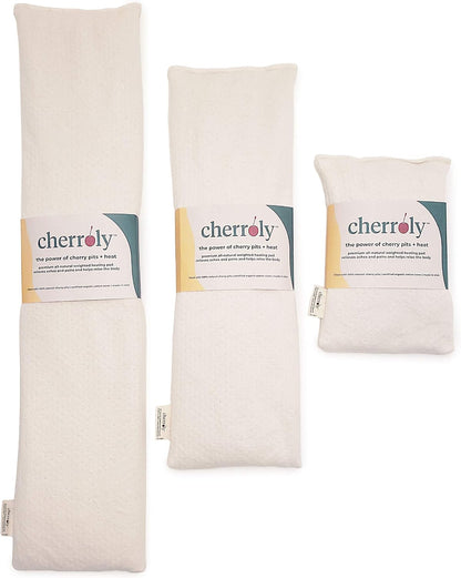 Natural Pain Relief Moist Heat Therapy, Cherry Pits in Organic Cotton, Microwavable Heating Pad/Cold Compress- Back, Neck, Muscles, Joints, Stomach, Menstrual Pains Aches Cramps - Small