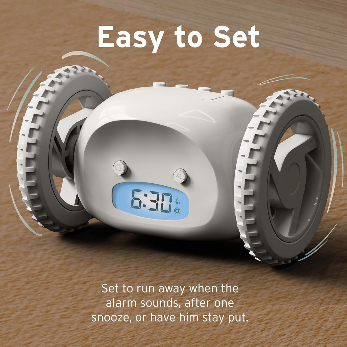 CLOCKY Alarm Clock on Wheels – Loud Rolling Alarm Clock for Heavy Sleepers
