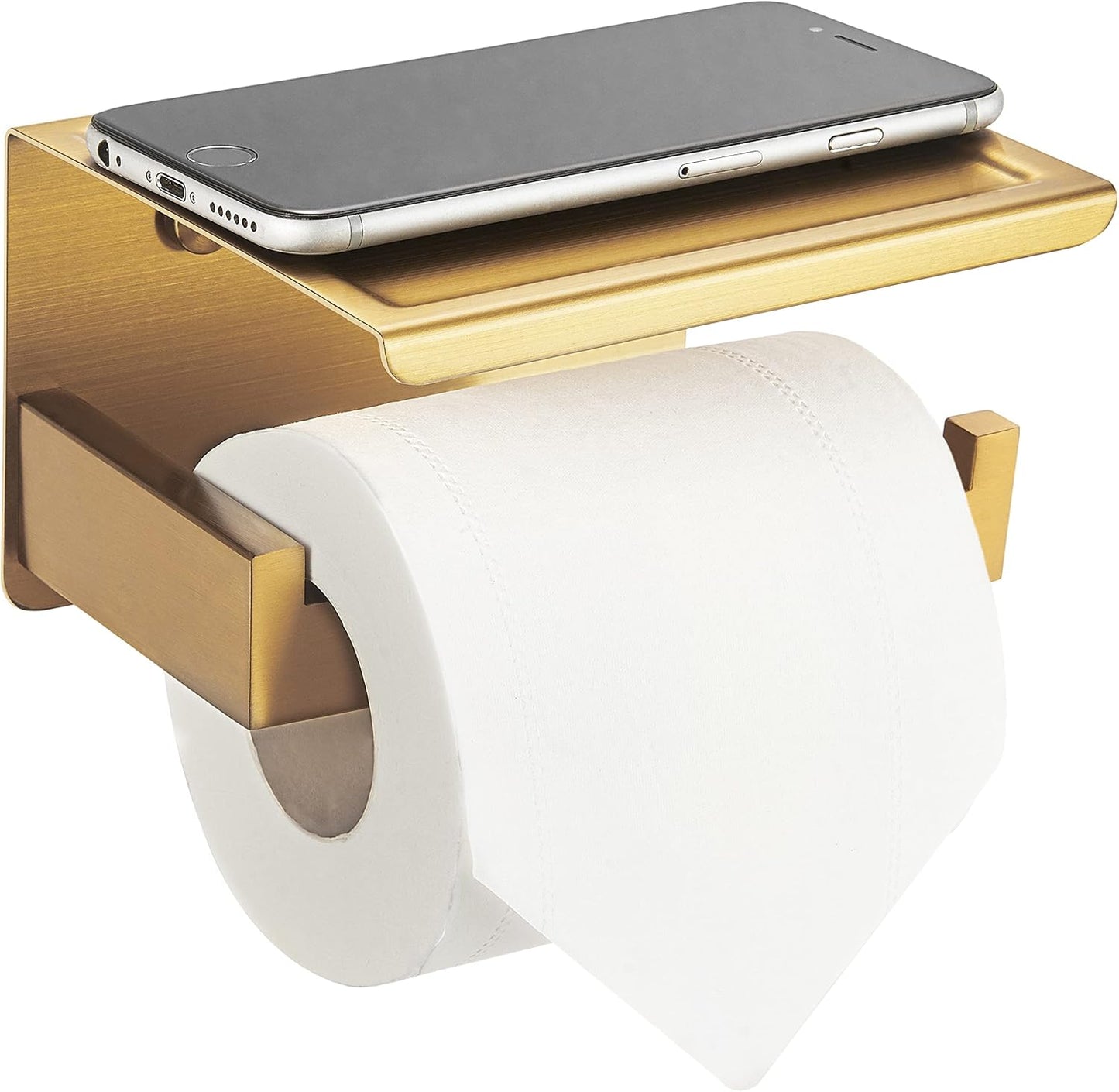 HITSLAM Toilet Paper Holder Matte Black, Adhesive Wall Mount, No Rotation | Heavy Duty Metal | anti rotation slot | vertical or horizontal setup |rustproof matte black finish|Bathroom Tissue Dispenser