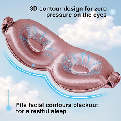 Silk Eye mask for Sleeping 3D Anti Wrinkle Skin Friendly Black Out Dusty Rose