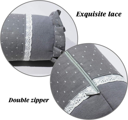 Buckwheat Cervical Pillow for Sleeping, Adjustable Roll Pillow for Neck Relief with Washable Pillowcase, Round Cylinder Bolster for Firm Support, 16x4 inch (Khaki)