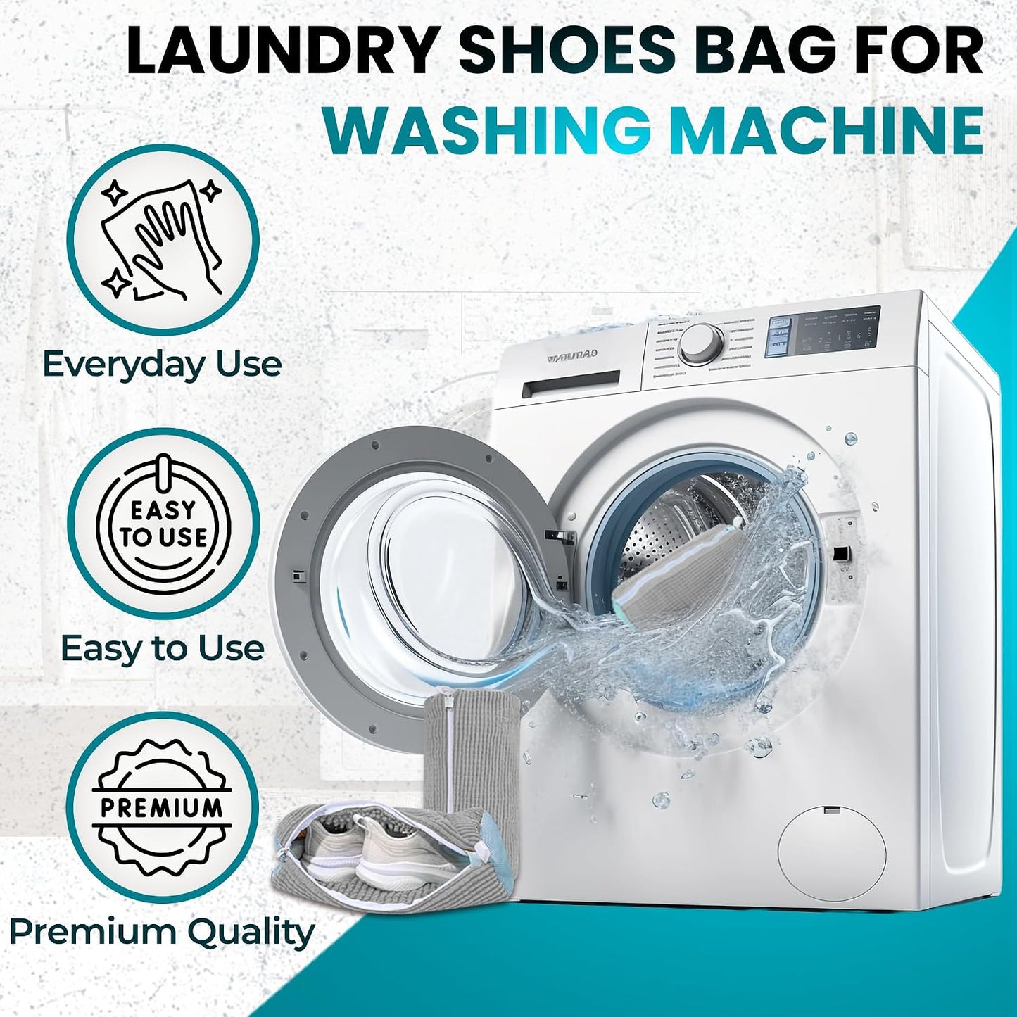 Premium Shoe Washing Machine bag 2 Pack – 360° Self-Locking Zipper Reusable Sneaker Laundry Set – Heavy-Duty Microfiber Shoe Washing Bag for Washer & Dryer, Boots & Athletic Footwear (Yellow)