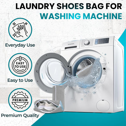 Premium Shoe Washing Machine bag 2 Pack – 360° Self-Locking Zipper Reusable Sneaker Laundry Set – Heavy-Duty Microfiber Shoe Washing Bag for Washer & Dryer, Boots & Athletic Footwear (Yellow)