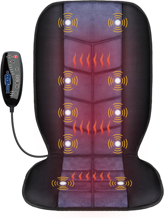 Massage Chair Pad,Back Massager with Heat,Massage Seat Cushion with 10 Vibration Motors,30-60-90 Minutes Heating Options,Chair Massager for Office Chair, Home Office Use, Relaxation Gift