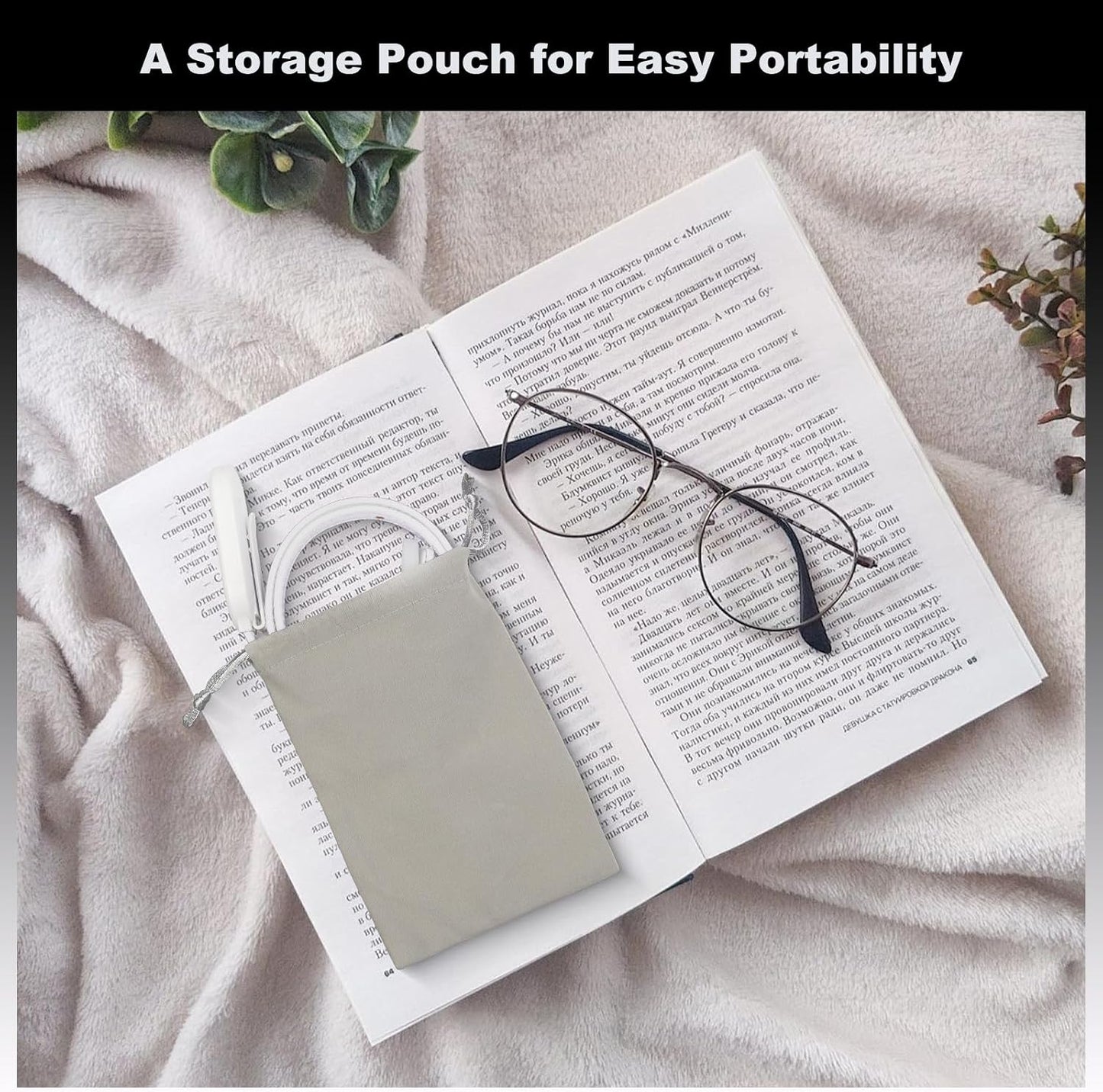 ROOKIELEDS Faux Leather Strip Clip-On Book Light, Rechargeable Reading Light, Full Book Cover, CRI 90+, 4 Colors & Stepless Dimming, Battery Indicator, Portable for Bed Travel Book Lovers