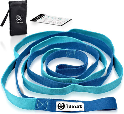 Stretching Strap, 10-Loop Non-Elastic Yoga Strap | Designed for stretching, yoga, Pilates and rehab with 10 loops, durable webbing and a longer 79-inch design