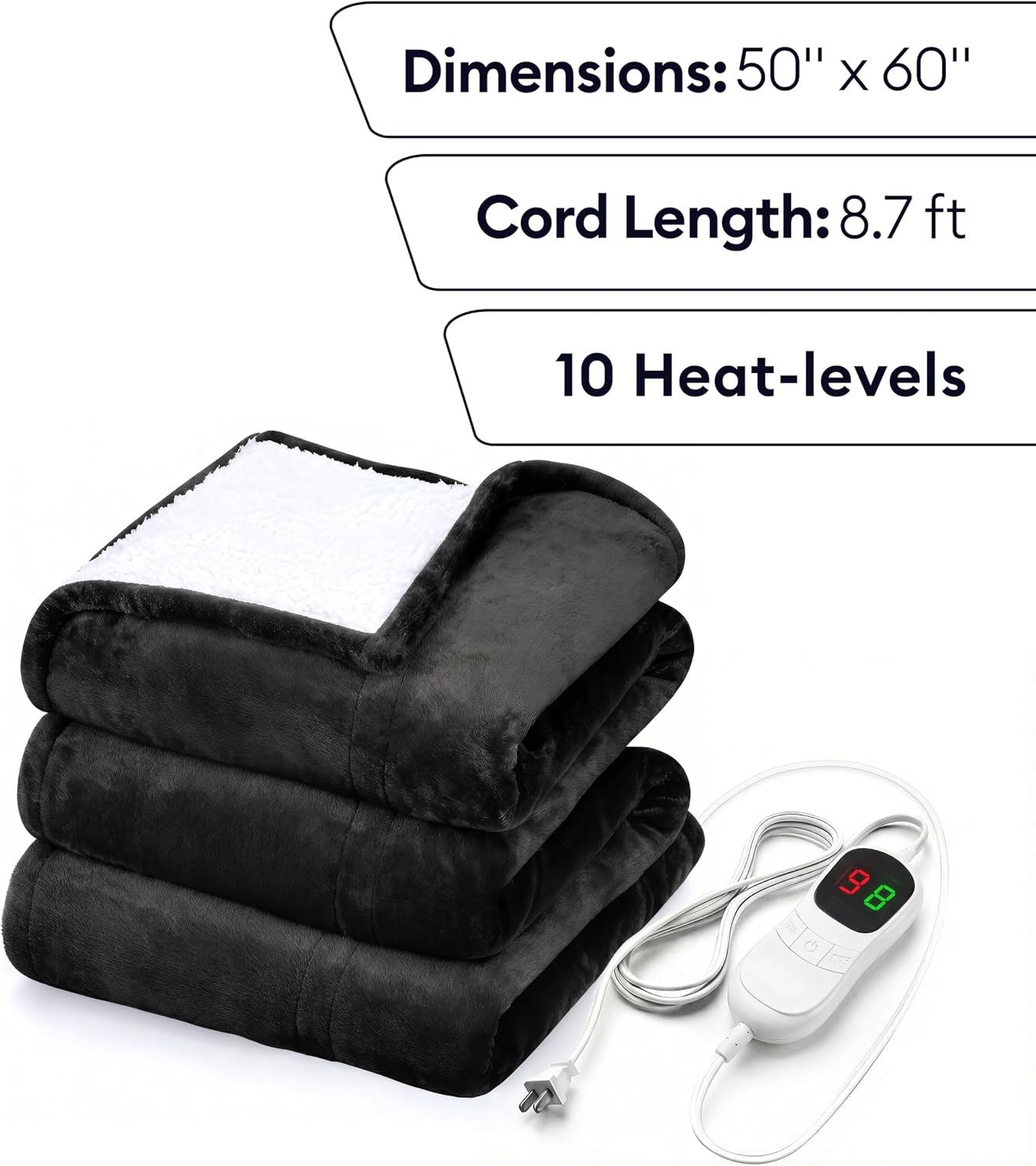 GENIANI Back Pain & Relaxation Gifts for Women – Electric Heating Pad for Back, Neck & Shoulders, Soft Microplush Electric Throw Heating Pad for Period Comfort, Fast Heating, Auto Shut Off, 12"x24"