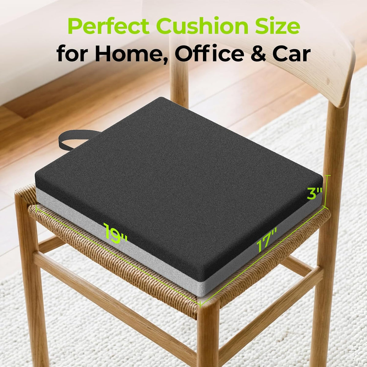 AUVON Ventilation Seat Cushion with Innovation Heat Dissipation Design, Wheelchair Cushion with Supportive Memory Foam, Waterproof & Anti-Slip Cover, Improve & Tailbone Comfort (Black, X-Large)