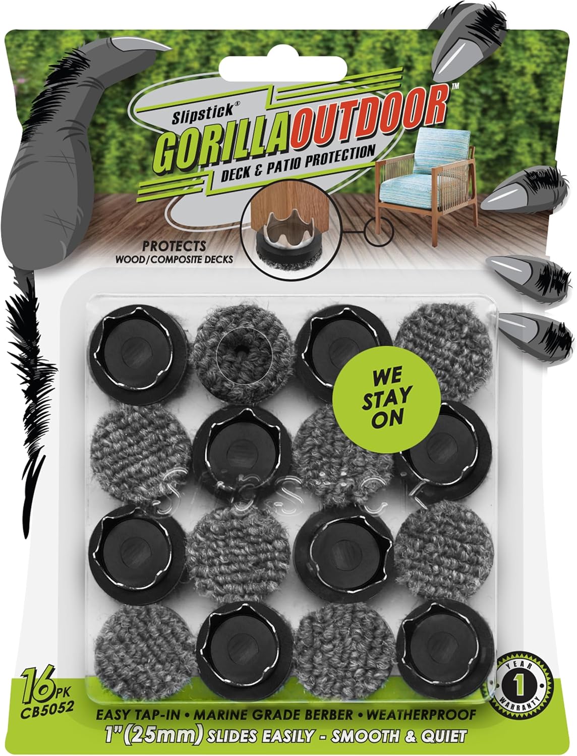Slipstick Gorilla Felt Furniture Pads (189 Piece Variety Pack) Premium Furniture Pads & Chair Leg Floor Protectors for Hardwood Floors & Hard Surfaces