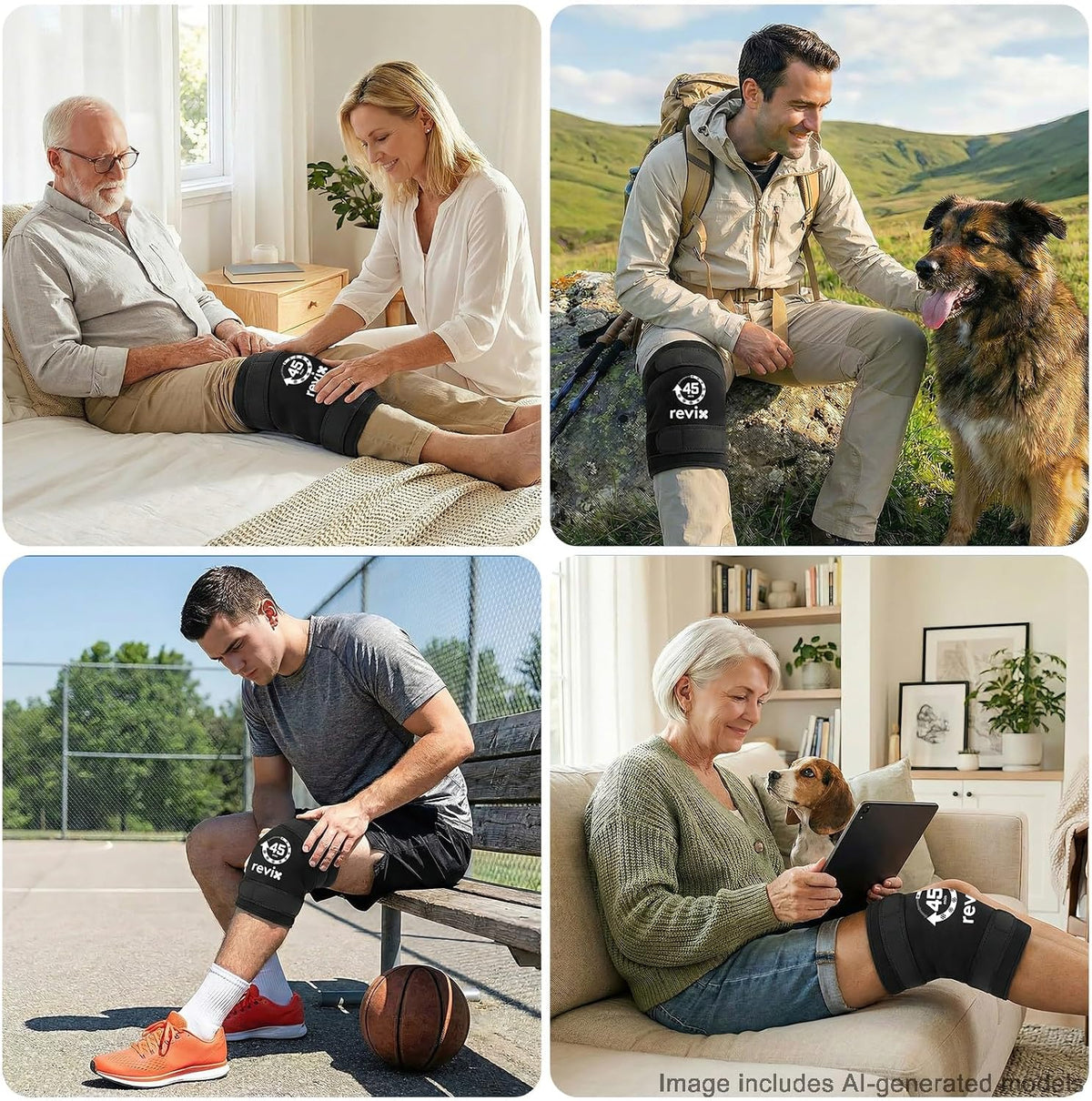 REVIX XXXL Knee Ice Pack Wrap for Meniscus & ACL, 45-Min Cold, 20"×10.7"