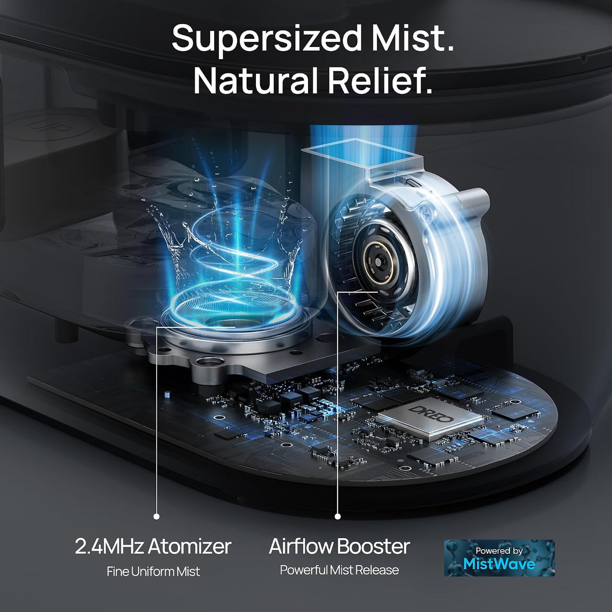 DREO 4L Humidifiers for Bedroom, 36H Runtime, 28 dB Quiet, HM311