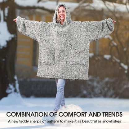 yescool Wearable Blanket Hoodie, Flannel Sherpa Fleece Blanket Sweatshirt for Adults Women Men,One Size Fits All - Colors A