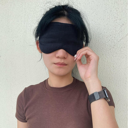 Eye mask Pure Linen Sleep Mask with Elastic Band, No Pressure On Eyes,Side Sleeper Eye Cover Organic Cotton Core Blindfold,Napping & Yoga Travel Essentials (Natural)