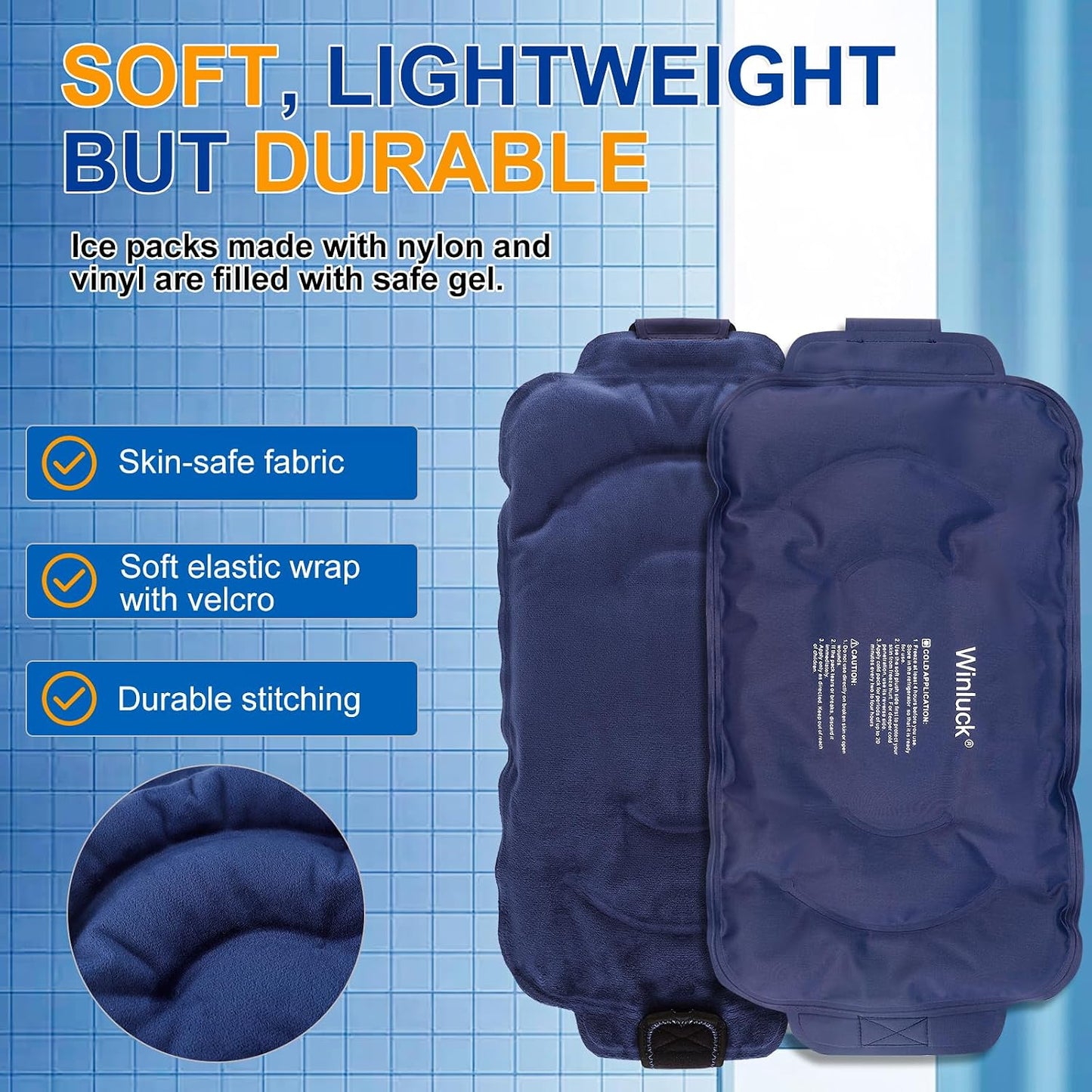 Gel Ice Cold Packs - (2-Piece Set) Soft Reusable Cold/Hot Compress, Provides Alleviate Joint and Muscle Pain. Flexible Therapy from Injuries - Shoulder, Back, Knee, Neck, Ankle & More.