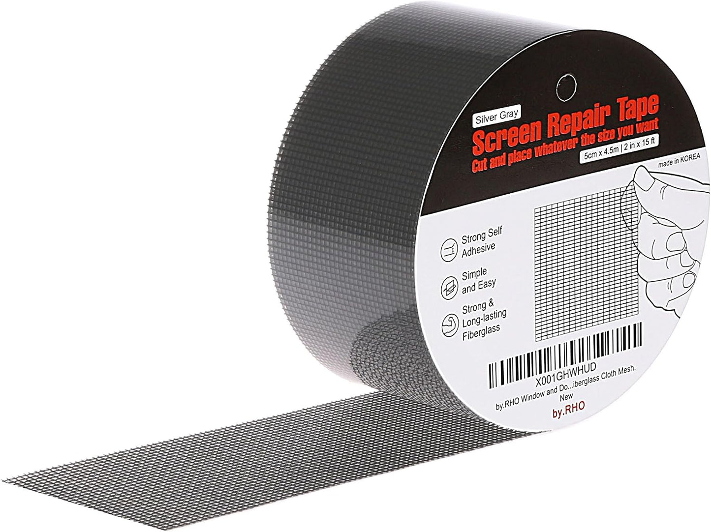 by.RHO Screen Repair Tape – Strong Self-Adhesive Window & Screen Door Repair Kit, Fiberglass Screen Patch 2"×33ft, Easy Cut and Apply, Indoor-Safe Adhesive, All-Weather (Black)