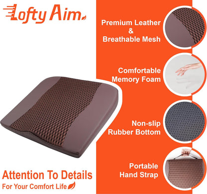 Lofty Aim Car Seat Cushion, Memory Foam Car Seat Cushions for Long Driving | Comfy Car Seat Pillow for Pain Relief, Driver Seat Cushion Adds Height, Butt Cushion for Car, Truck, Office Chair, Black