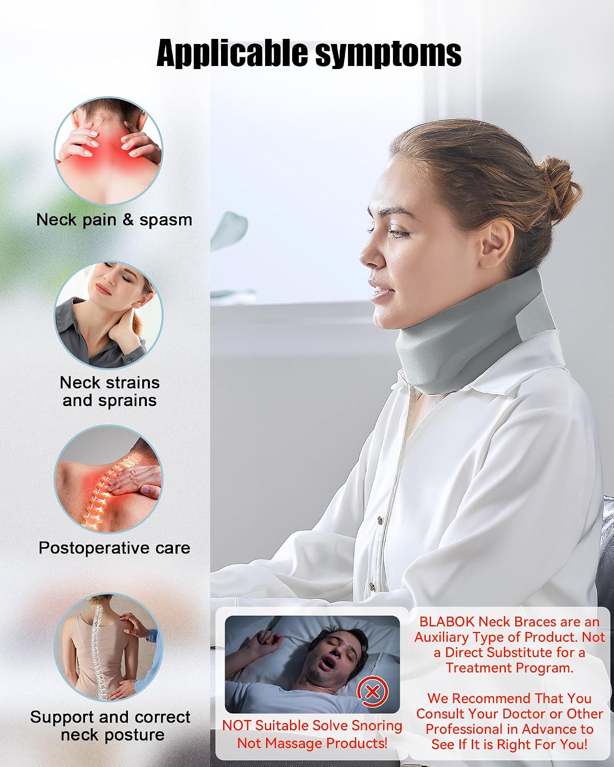 Neck Brace for Sleeping - Cervical Collar Relief Neck Pain and Neck Support Soft Foam Wraps Keep Vertebrae Stable for Relief of Cervical Spine Pressure for Women & Men Rose Pink Large Size