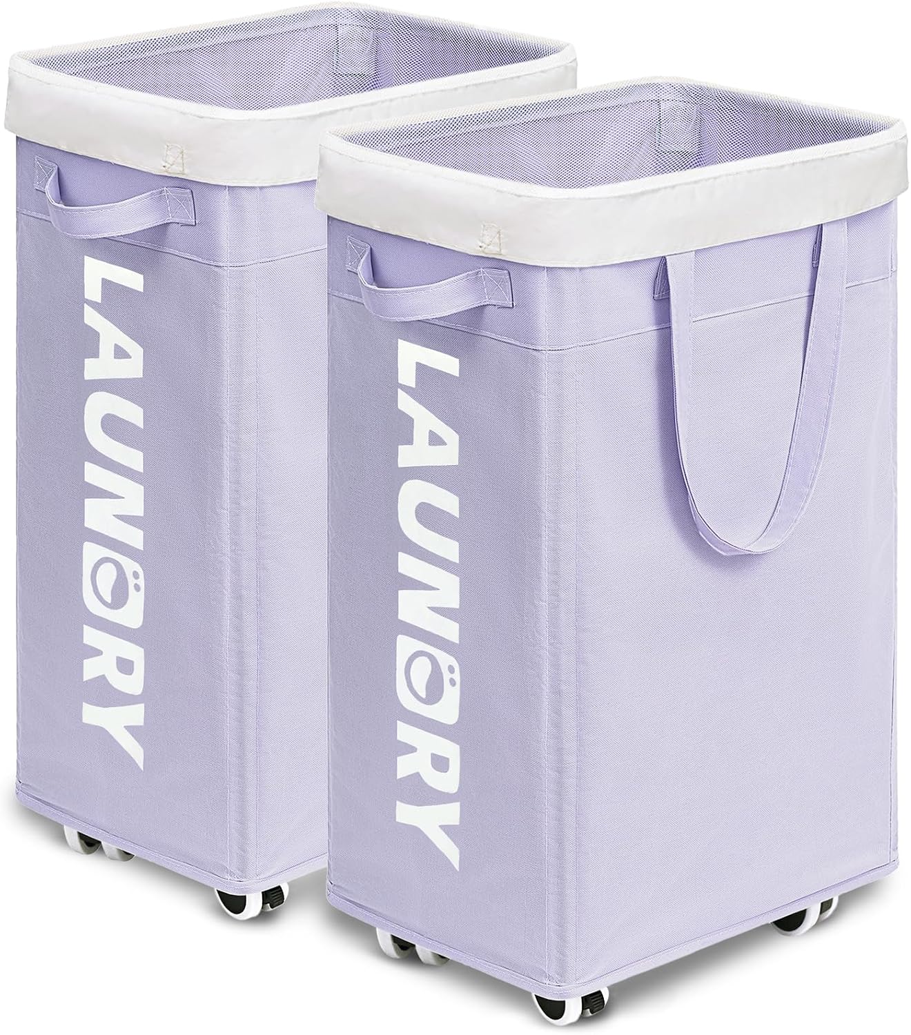Goodpick 75L Laundry Basket with Wheels & Removable Wash Bag for Dorm | Rolling Laundry Basket with Handles for Dirty Clothes, Fodable Hamper for Laundry Room, Dorm Room Essentials, Grey