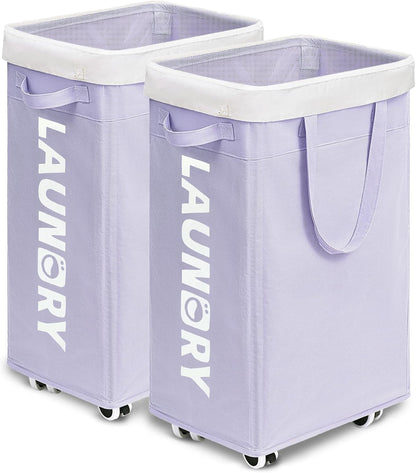 Goodpick 75L Laundry Basket with Wheels & Removable Wash Bag for Dorm | Rolling Laundry Basket with Handles for Dirty Clothes, Fodable Hamper for Laundry Room, Dorm Room Essentials, Grey