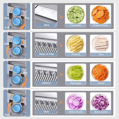 ONCE FOR ALL Safe Mandoline Slicer Plus, Bigger Size, Potato Slicer, Black | 0.1-8mm Adjustable Vegetable Food Chopper, Kitchen Mandoline Slicer Stainless Steel, Detachable Blade, Dishwasher-safe, Gift