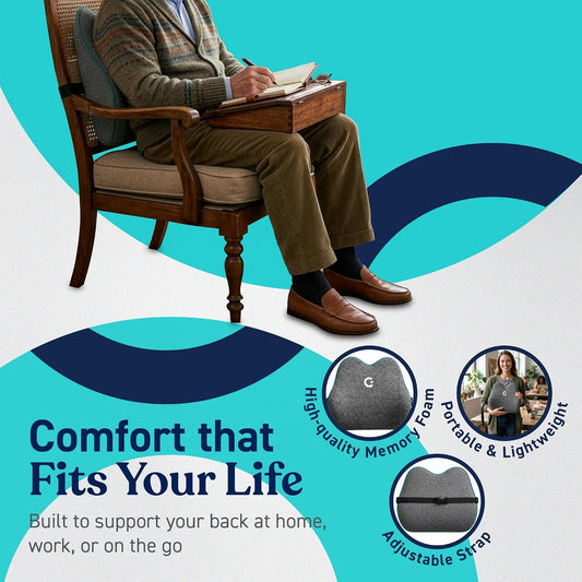 Cubii Cushii V2 Back Support Cushion for Back and Lower Back Pain Relief Universal Fit for Desk, Office, Kitchen Chairs, Couch Cushions with Advanced Lumbar Support