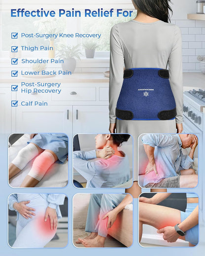 KingPavonini Soft Large Ice Pack for Injuries Reusable with Straps, 11"x15"