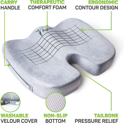 Seat Cushion for Desk Chair - Back Pain, Tailbone Relief, Coccyx, Butt, Hip Support - Ergonomic Office Chair Sciatica Car Pillow