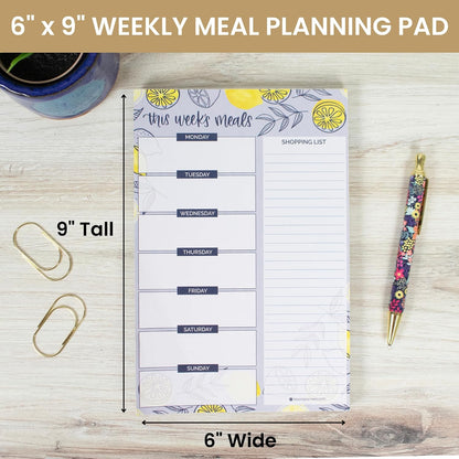 bloom daily planners Weekly Meal Planning Pad - Magnetic Hanging Refrigerator Menu Planner with Tear-Off Sheets & Perforated Grocery Shopping Lists - 6” x 9” (Pink Floral)