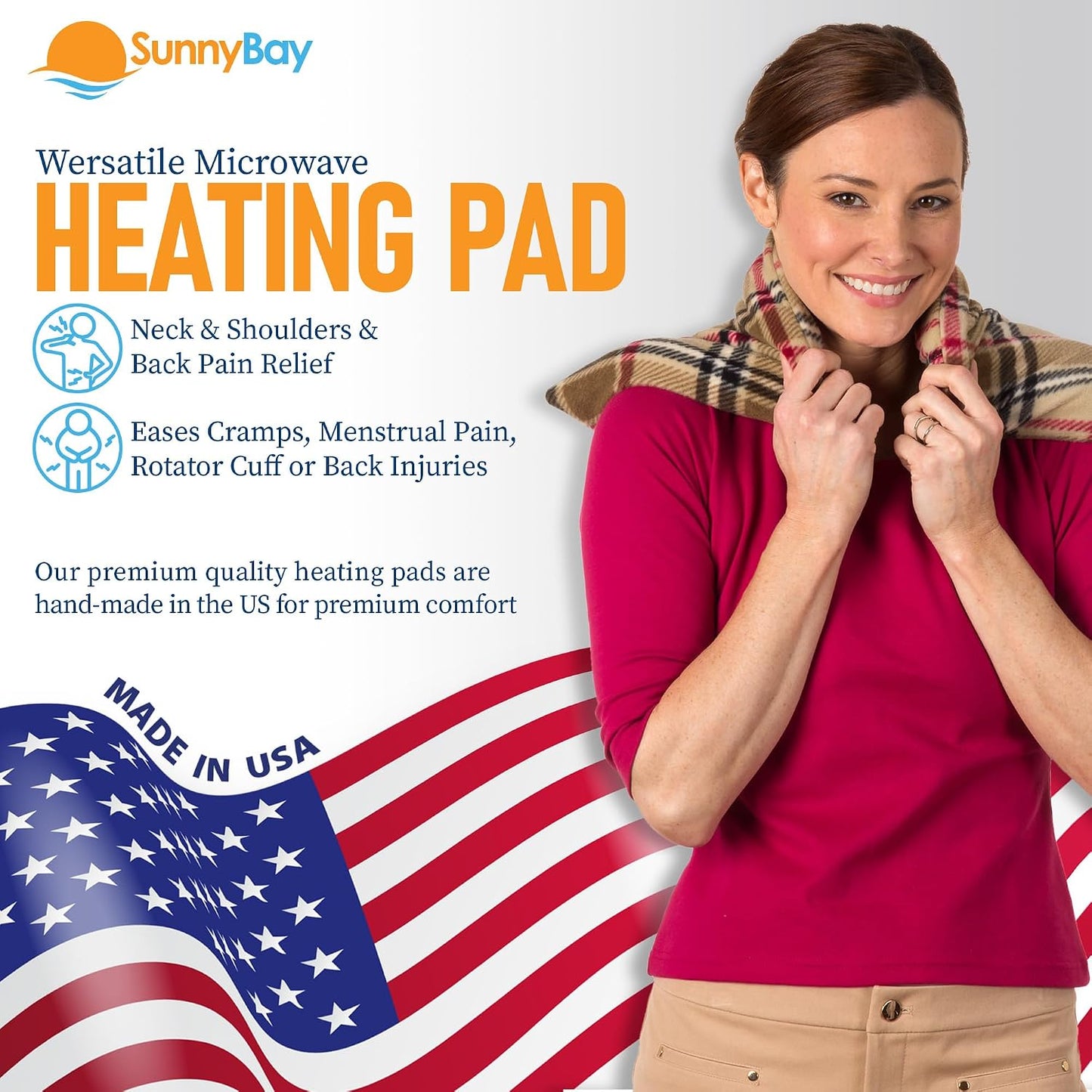 SunnyBay Extra Large Microwave Heating Pad, Microwavable Heavy Weighted Full Body Moist Hot Pack and Washable Fleece Cover, 10x24 Inches, 2.8 lbs, Navy Blue