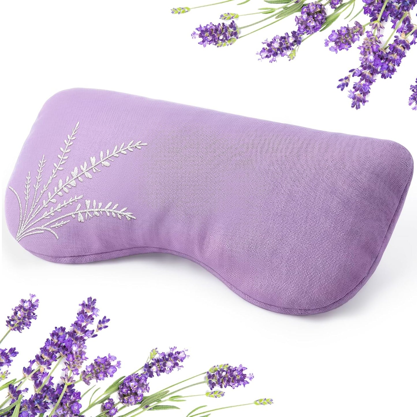 Weighted Lavender Eye Pillow, Linen Flaxseed Eye Mask for Sleeping | cooling & heating pad | meditation spa & relaxation gifts | aromatherapy | thoughtfully wellness gift | embroidery breathable