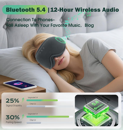Sleep Mask with Headphones Bluetooth 5.4, LC-dolida Wireless Music Eye Mask for Sleeping Headphones with Soft Bamboo Cotton Cooling Breathable,Ultra-Thin Stereo Speaker for Side Sleepers-Khaki