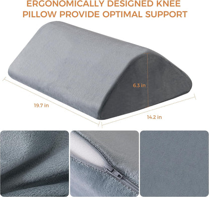 Knee Wedge Pillow for Post-Surgery Recovery-Leg Elevation Support for Sleep Position, Alleviating Lower Back & Hip Pain Enhancing Circulation in Ankles Legs Triangle Pillow with Removable Cover
