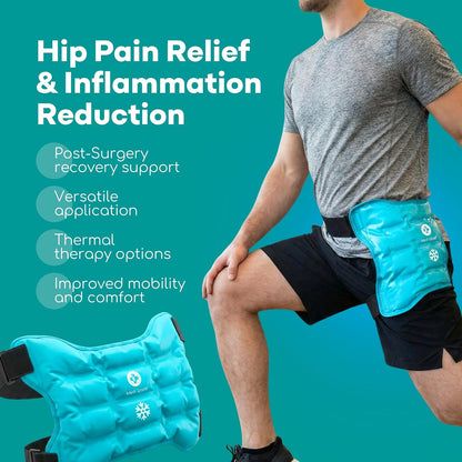 Medi Grade Hip Ice Pack Wrap with Adjustable Strap, Reusable Gel Cold Pack | Flexible ice pack for hip pain relief, bursitis and swelling, cold wrap supports recovery after hip replacement surgery
