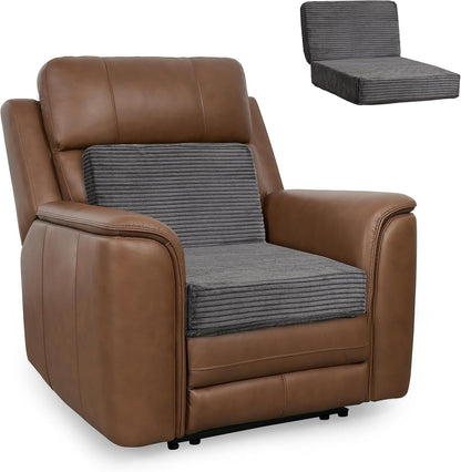 HIGOGOGO Corduroy Recliner Chair Cushion with Lumbar Support Pillow Soft Non-Slip 4" Thick Seat Pad Prevent Buttocks & Back Pain in Seniors (Beige, 12" Backrest)