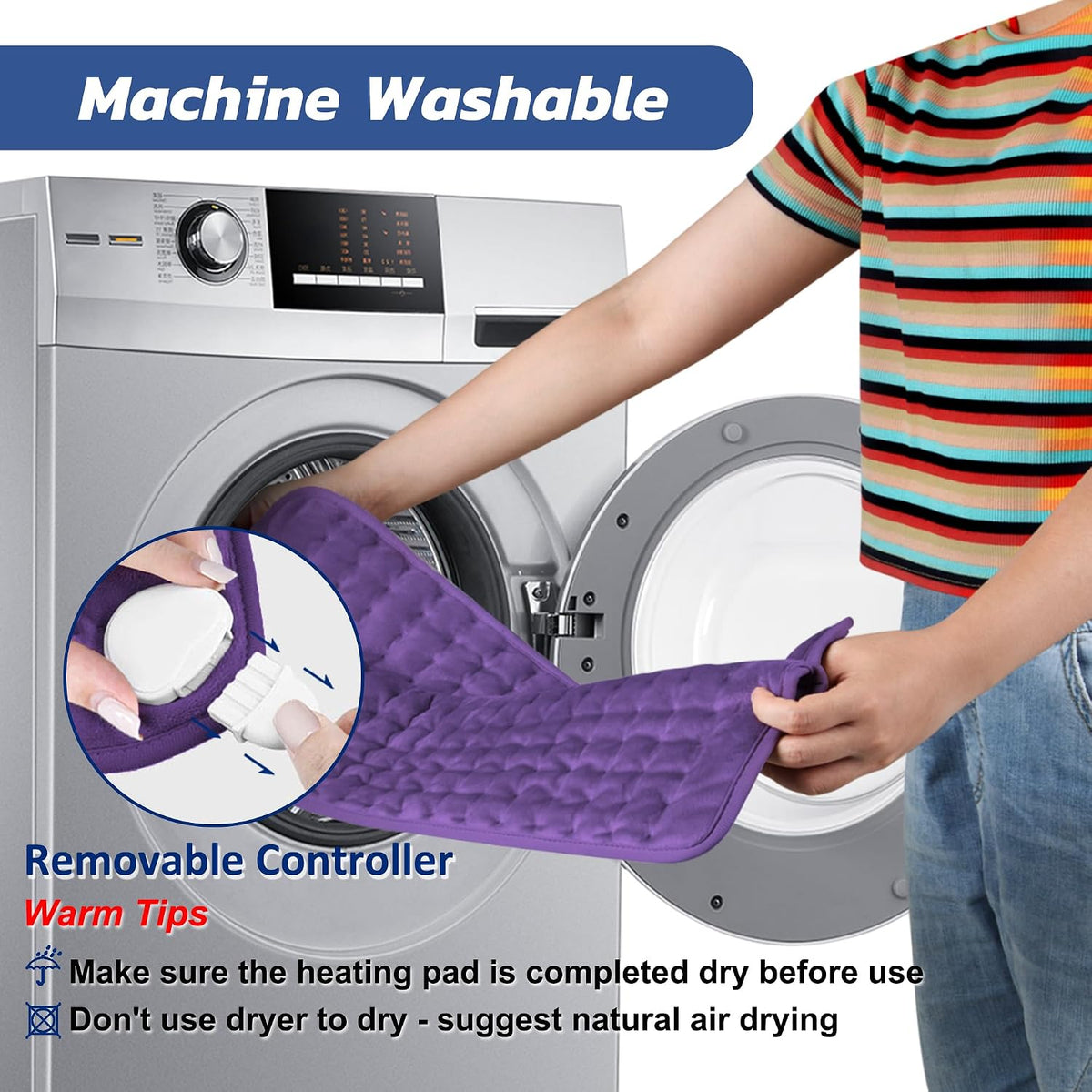 Electric Heating pad for Back Neck Shoulder Knee Arms Legs- Electric Heat Pads with 6 Heat Settings & Auto Shut Off Heat Heating Pad for Birthday Mother Father Girl Men Women