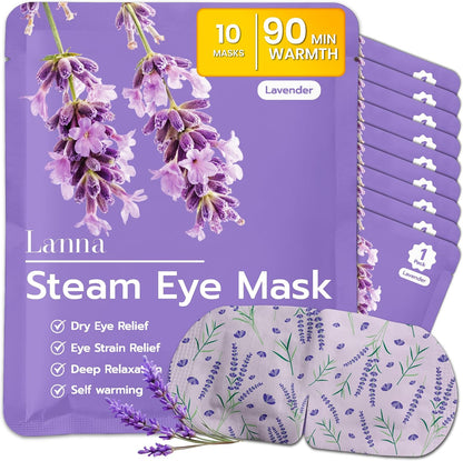 LANNA Heated Steam Eye Mask, Disposable 120 Minutes, Lavender Scent, 5 Pcs