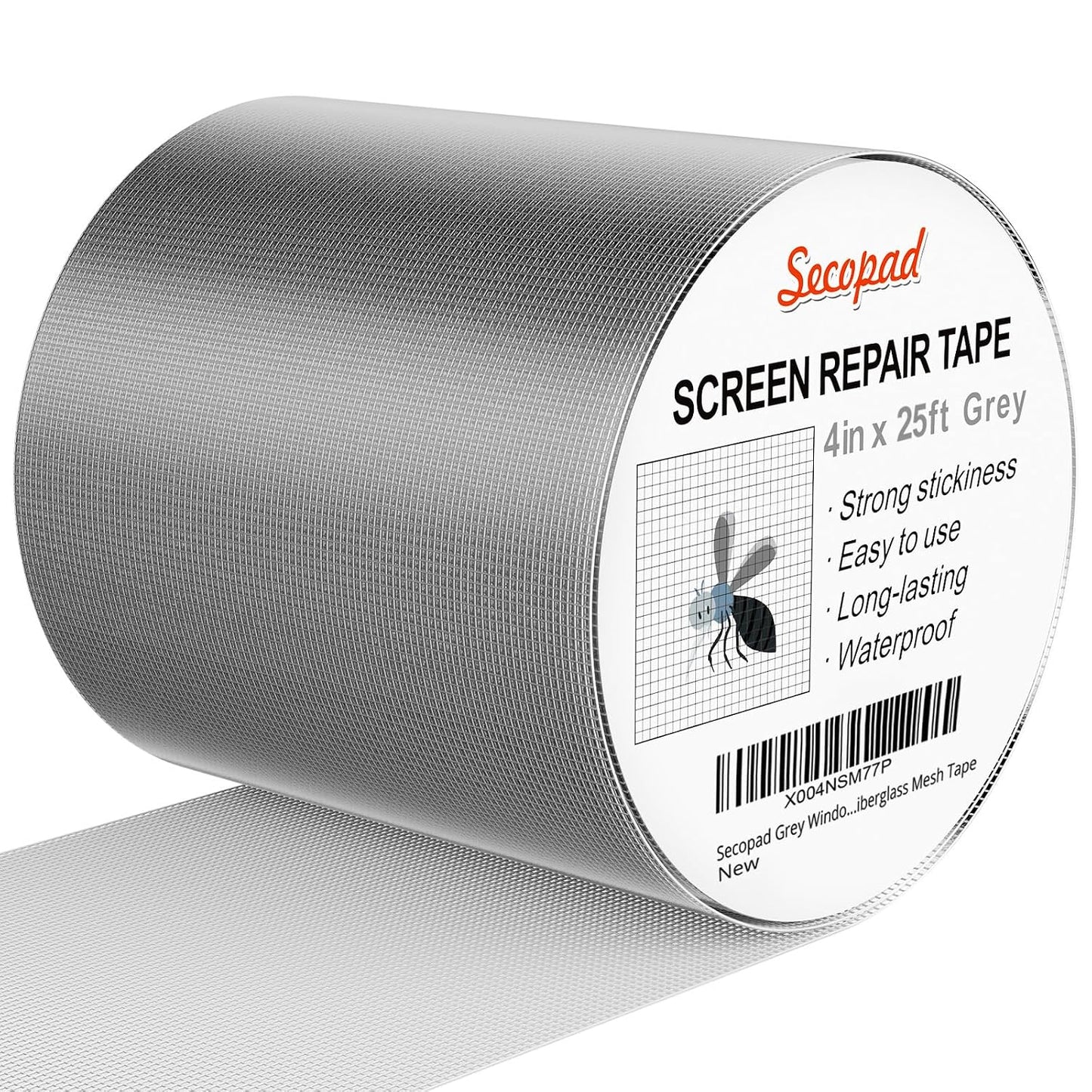 Secopad 2" x 180" (15FT) Screen Repair Tape, Screen Repair Kit, Black | Window Screen Patch, Quick Repair, Strong Adhesive, Easy to Use, For Mesh Window & Door, Cuttable Fiberglass, No Tools Needed