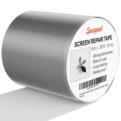 Secopad 2" x 180" (15FT) Screen Repair Tape, Screen Repair Kit, Black | Window Screen Patch, Quick Repair, Strong Adhesive, Easy to Use, For Mesh Window & Door, Cuttable Fiberglass, No Tools Needed