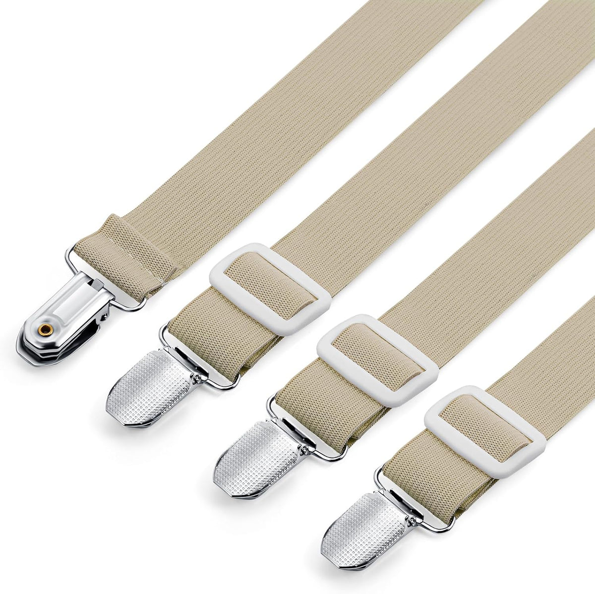 Boao 12 Pcs Bedsheet Strap Elastic Clip, White, 4-8 Inch Length