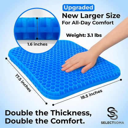 Gel Seat Cushion for Long Sitting, Pressure Relief for Tailbone and Back