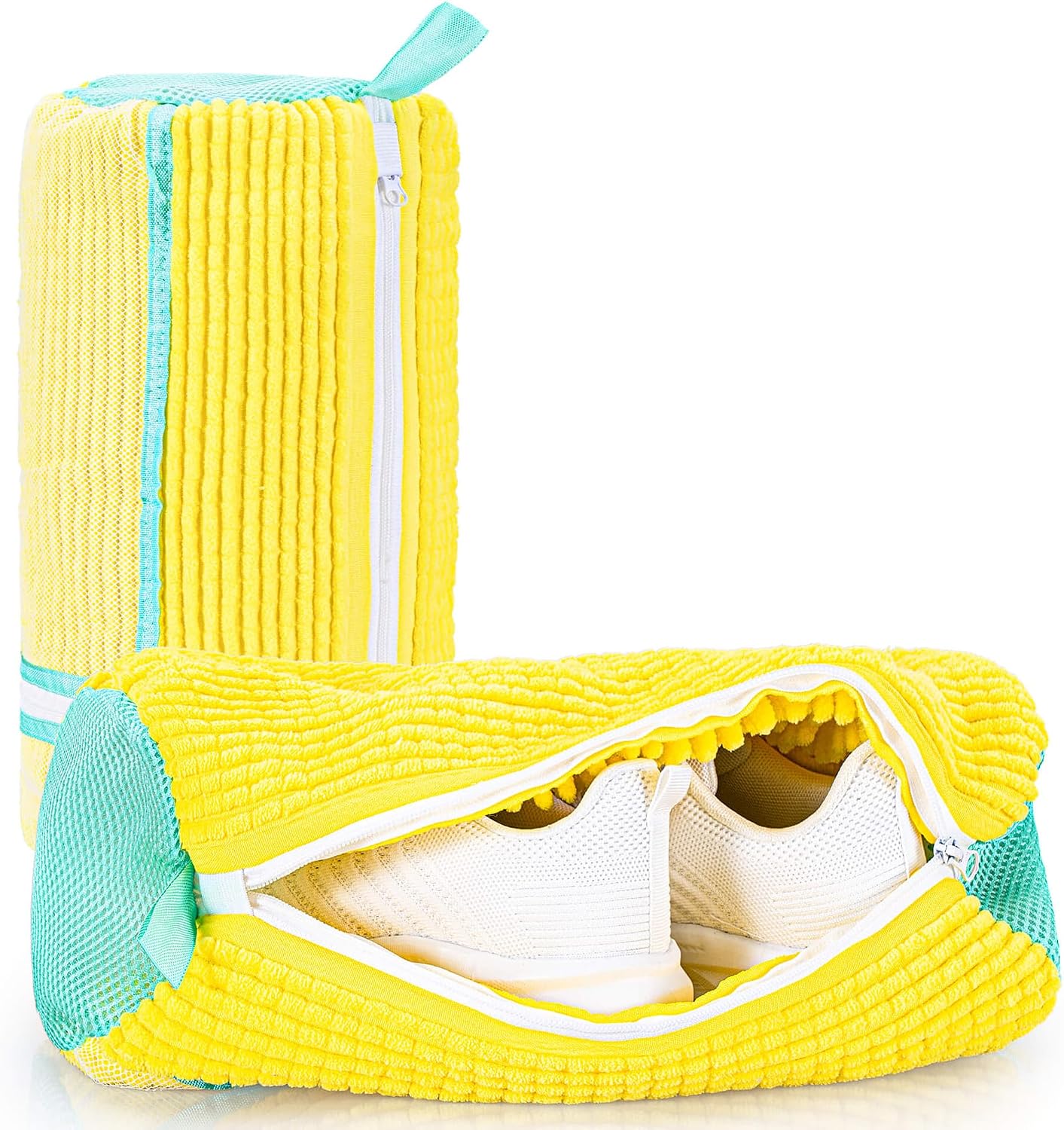 Shoe Washing Machine Bag 2-Pack, Reusable Heavy Duty Laundry Bag - 360° Deep Clean for Sneakers, Tennis Shoes in Washer & Dryer, Prevents Deformation, Yellow