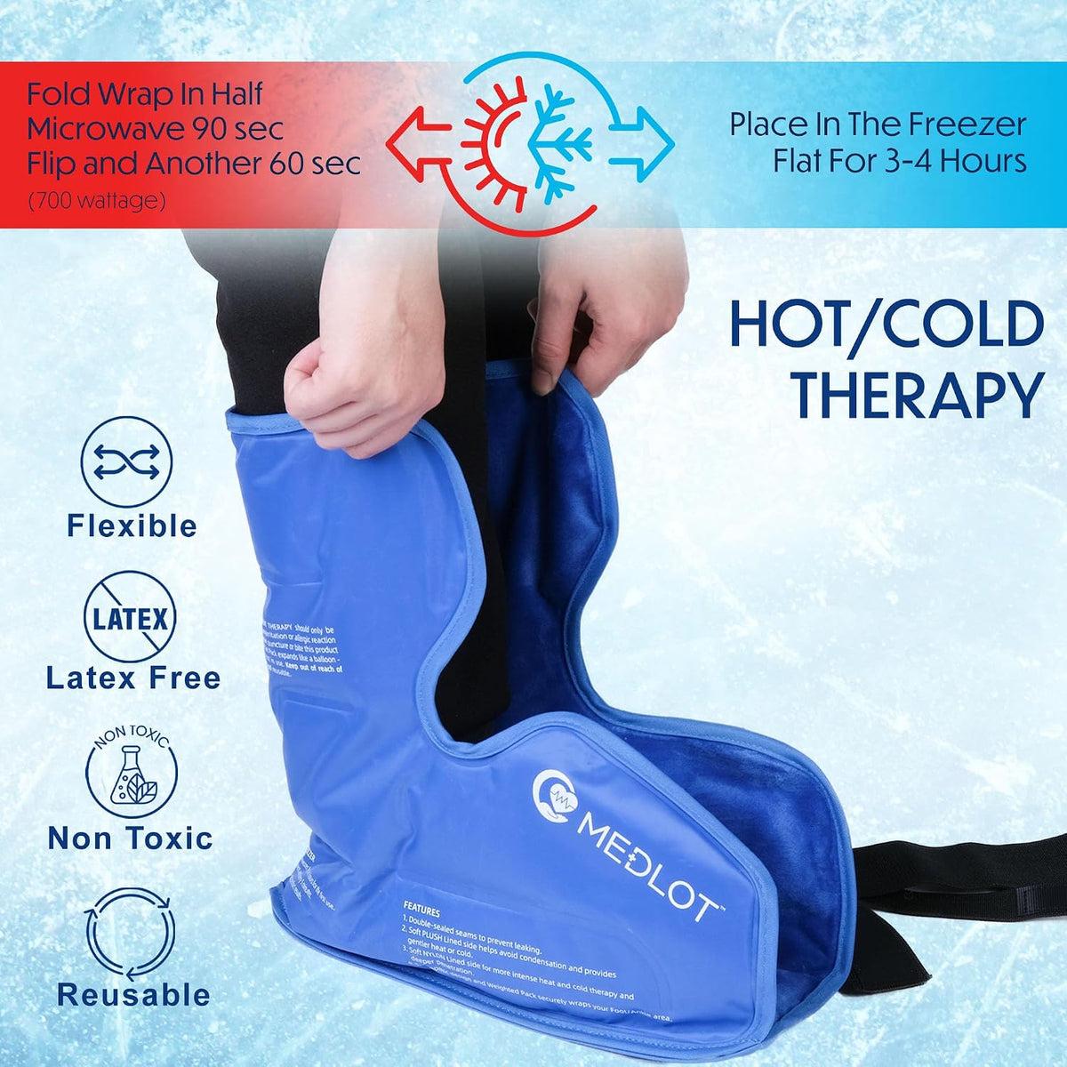 Ankle Ice Pack Wrap, Extra Large Full Foot Hot Cold Pack, Reusable